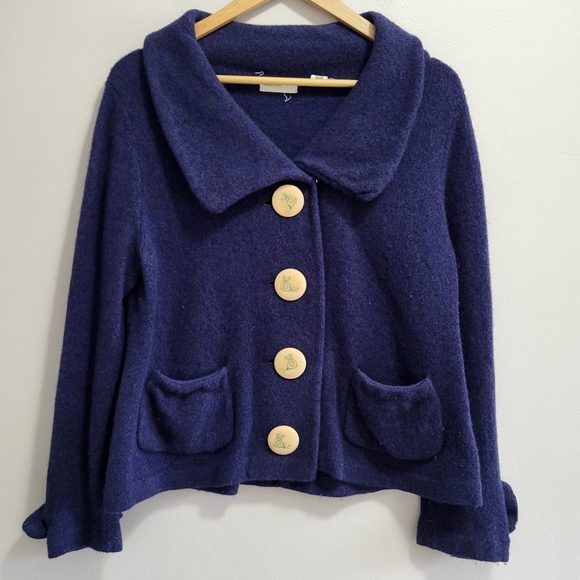 Anthropologie Sweaters - Sleeping on Snow Anthropologie Lambswool Snail Button Sweater Blazer Size Large